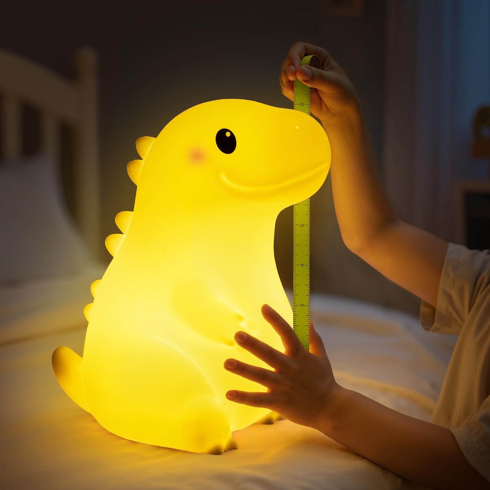 Mewaii big dinosaur night light stands 7.8 inches tall for a cozy bedtime buddy