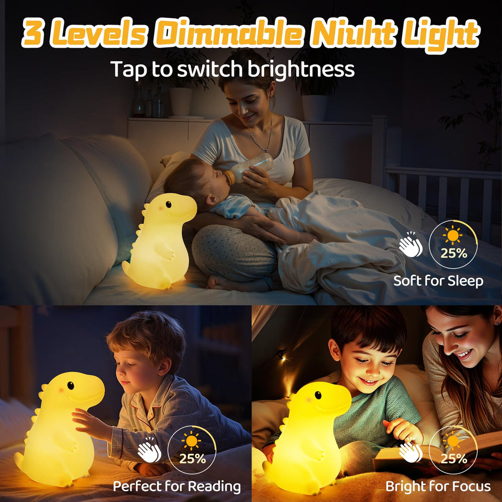 Mewaii big dinosaur night light front view shows inviting silhouette for bedtime