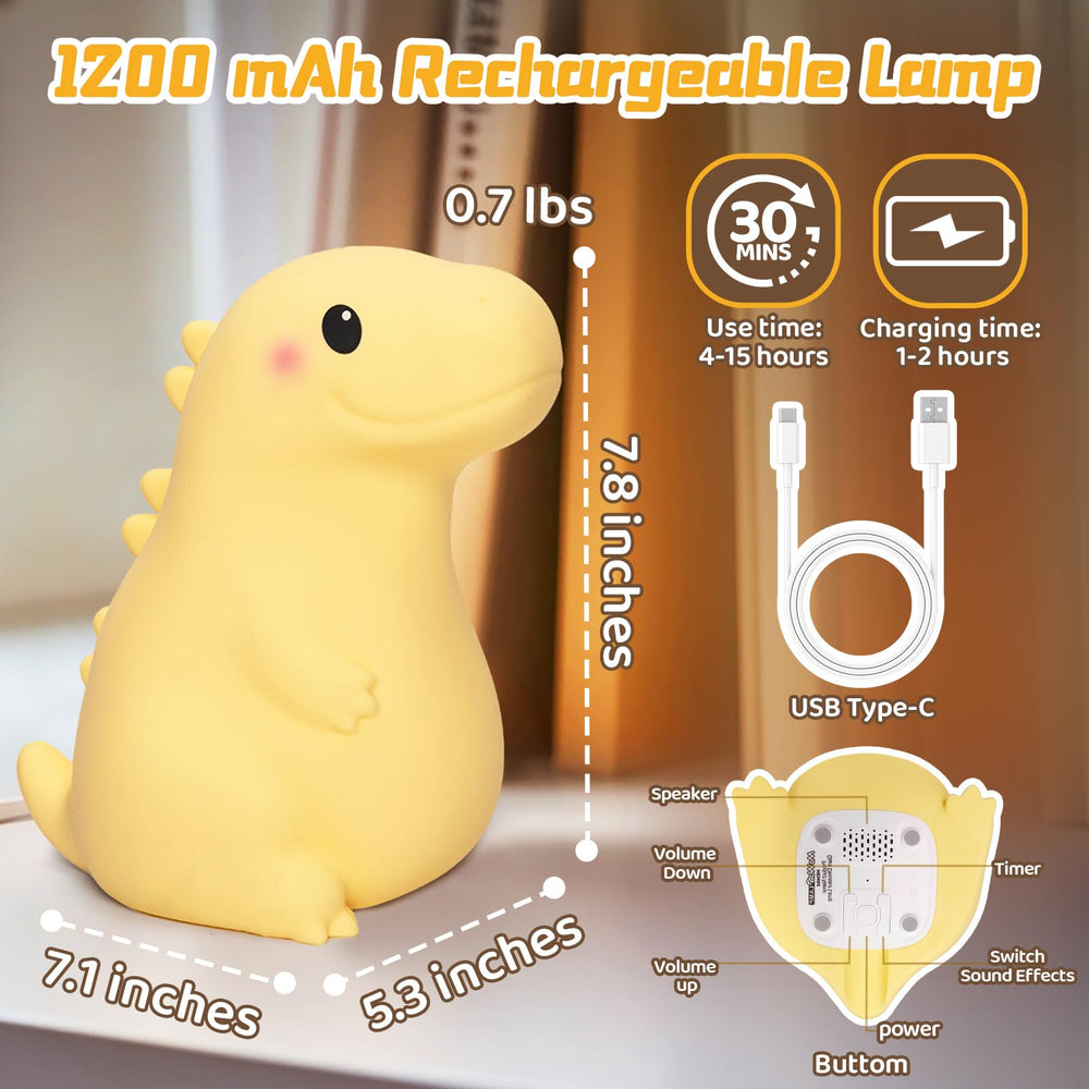 Mewaii big dinosaur night light white noise helps calm and relax