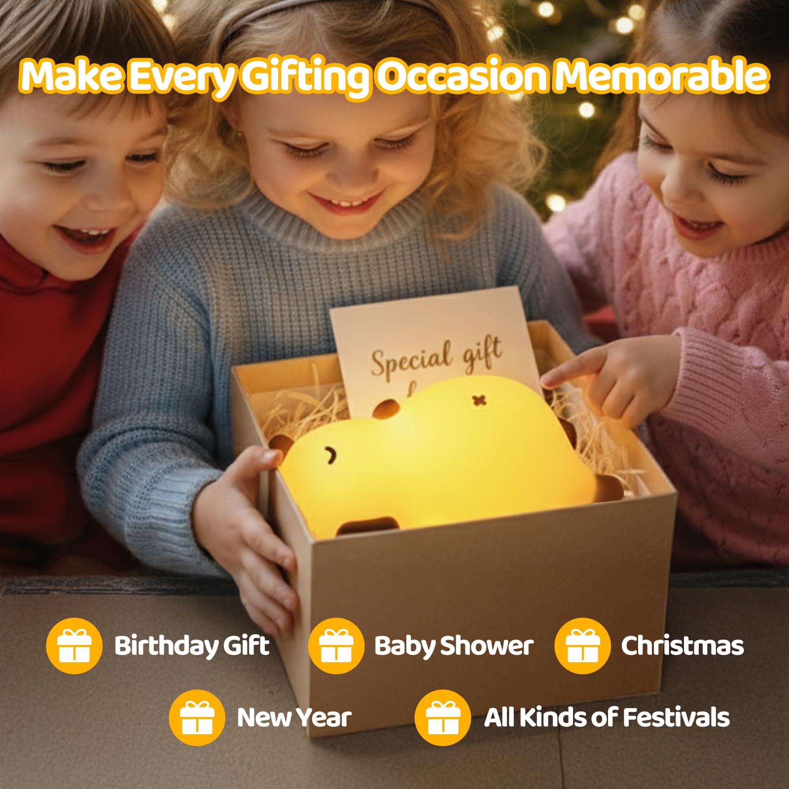 Mewaii capybara night light gift-ready design for gifting.