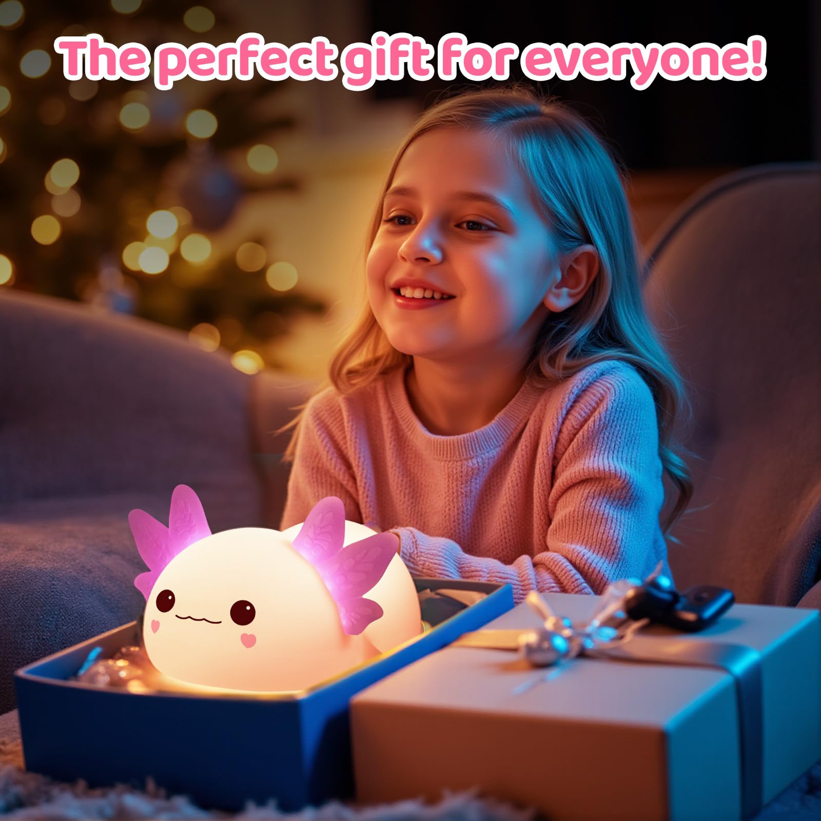 Mewaii Huggwaii axolotl night light handheld squishy toy and lamp