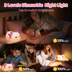Mewaii Huggwaii axolotl night light in kids room adds cozy bedtime ambiance
