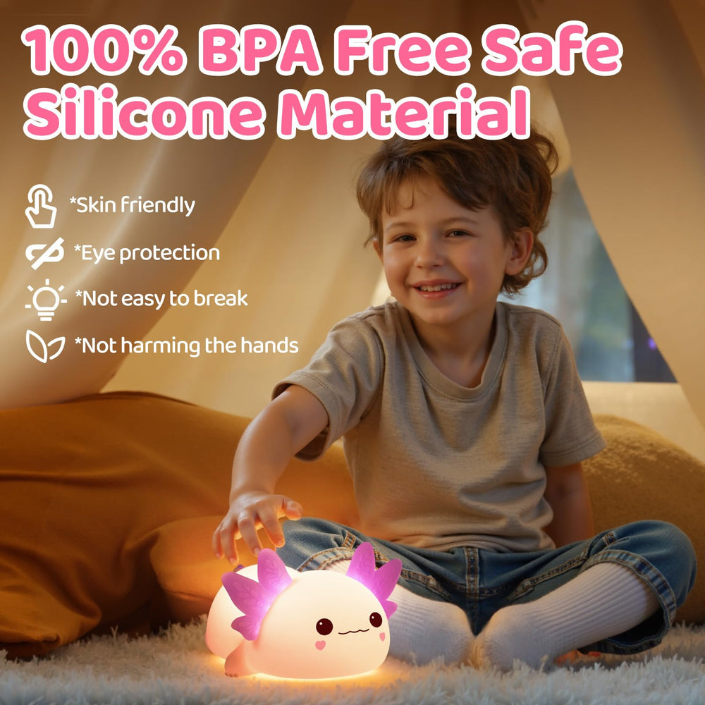 Mewaii Huggwaii axolotl night light 30-minute timer off for easy sleep scheduling