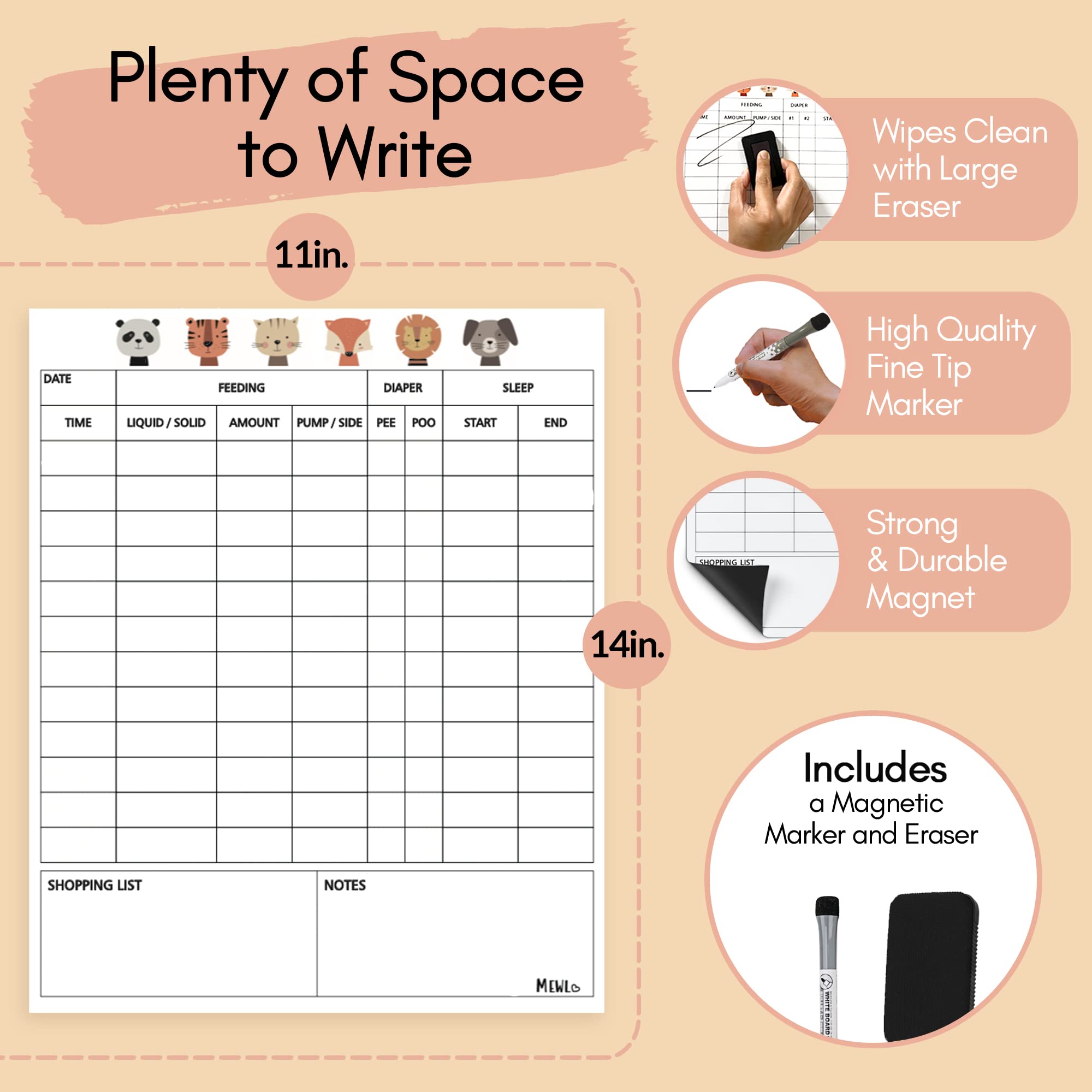 Mewl Daily Log Whiteboard eraser in-hand for quick corrections