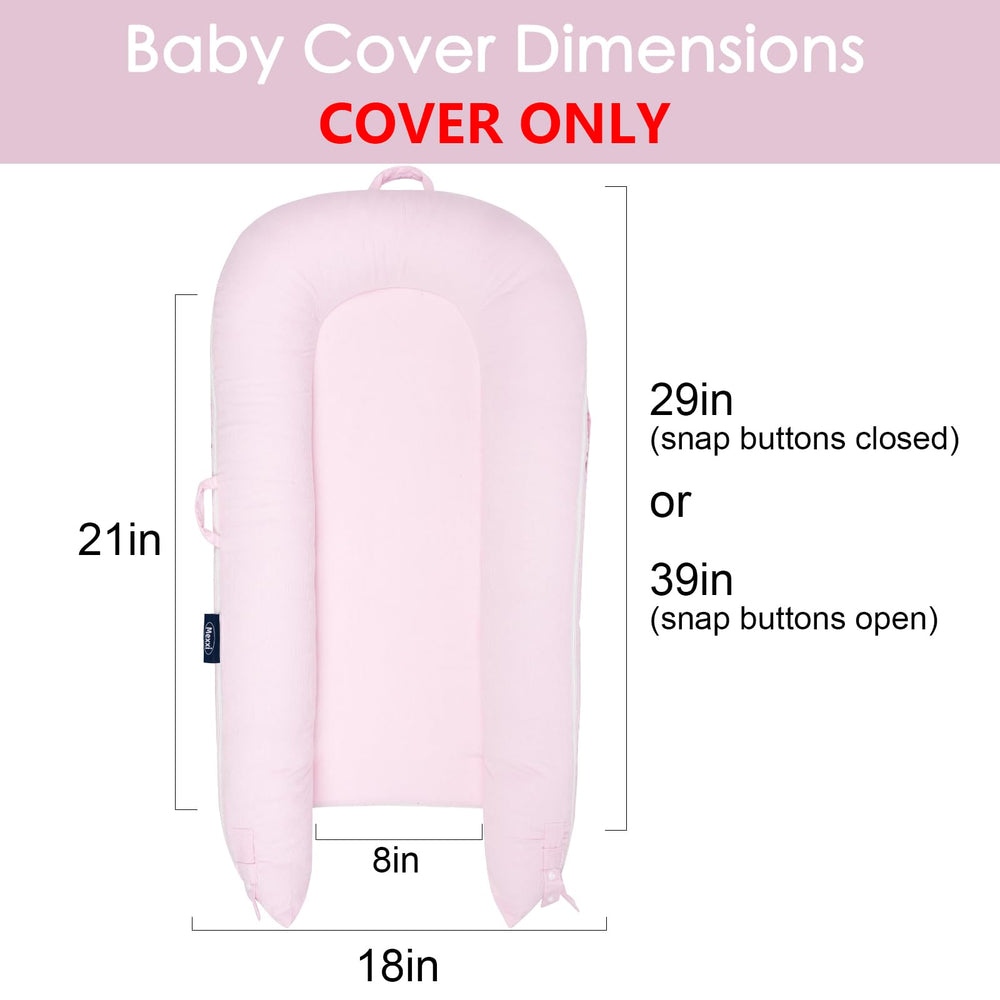 MEXXI Corduroy Baby Nest Cover pink handles feature for easy transport and quick swaps.