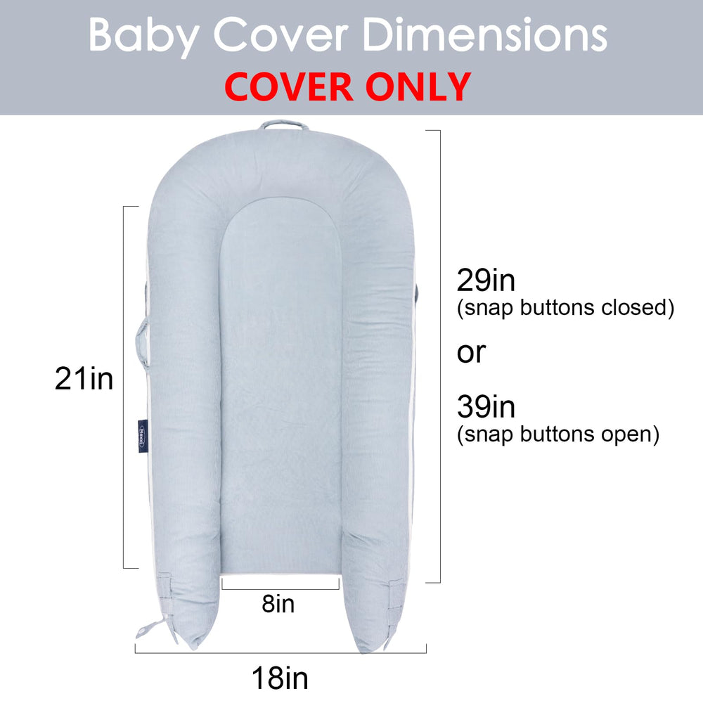 Close-up of 100% hypoallergenic cotton texture on Mexxi lounger cover.