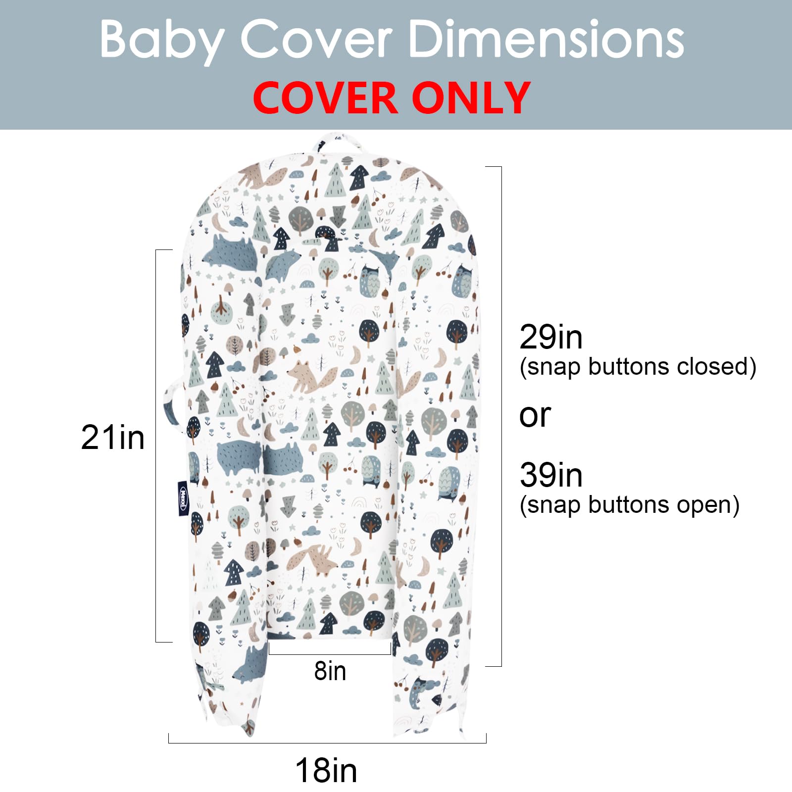 MEXXI infant lounger forest cover back view highlighting design and fit