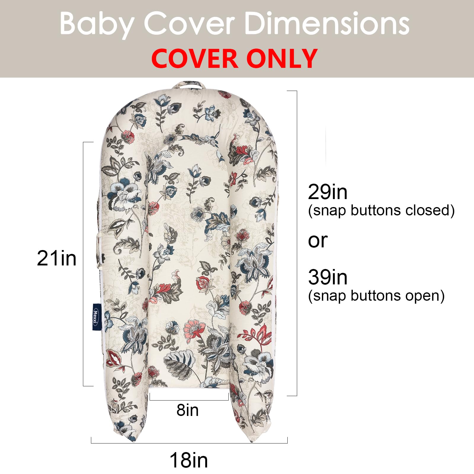 MEXXI infant lounger cover geranium folded compact for easy storage