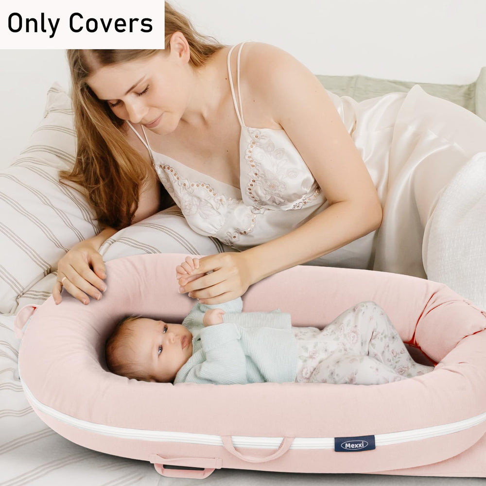 MEXXI machine-washable organic cover baby pink—easy cleanup after spills