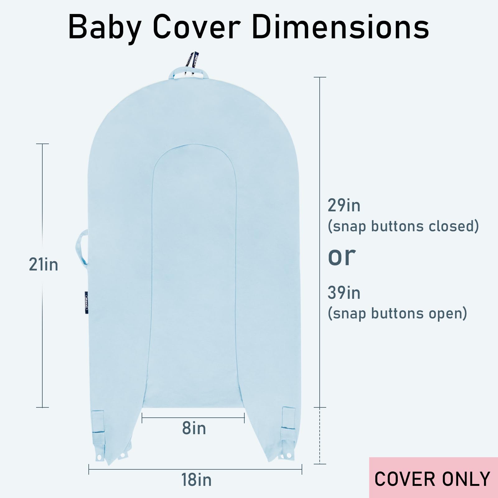 MEXXI spare cover in Baby Blue close-up emphasizing organic cotton texture and hypoallergenic weave
