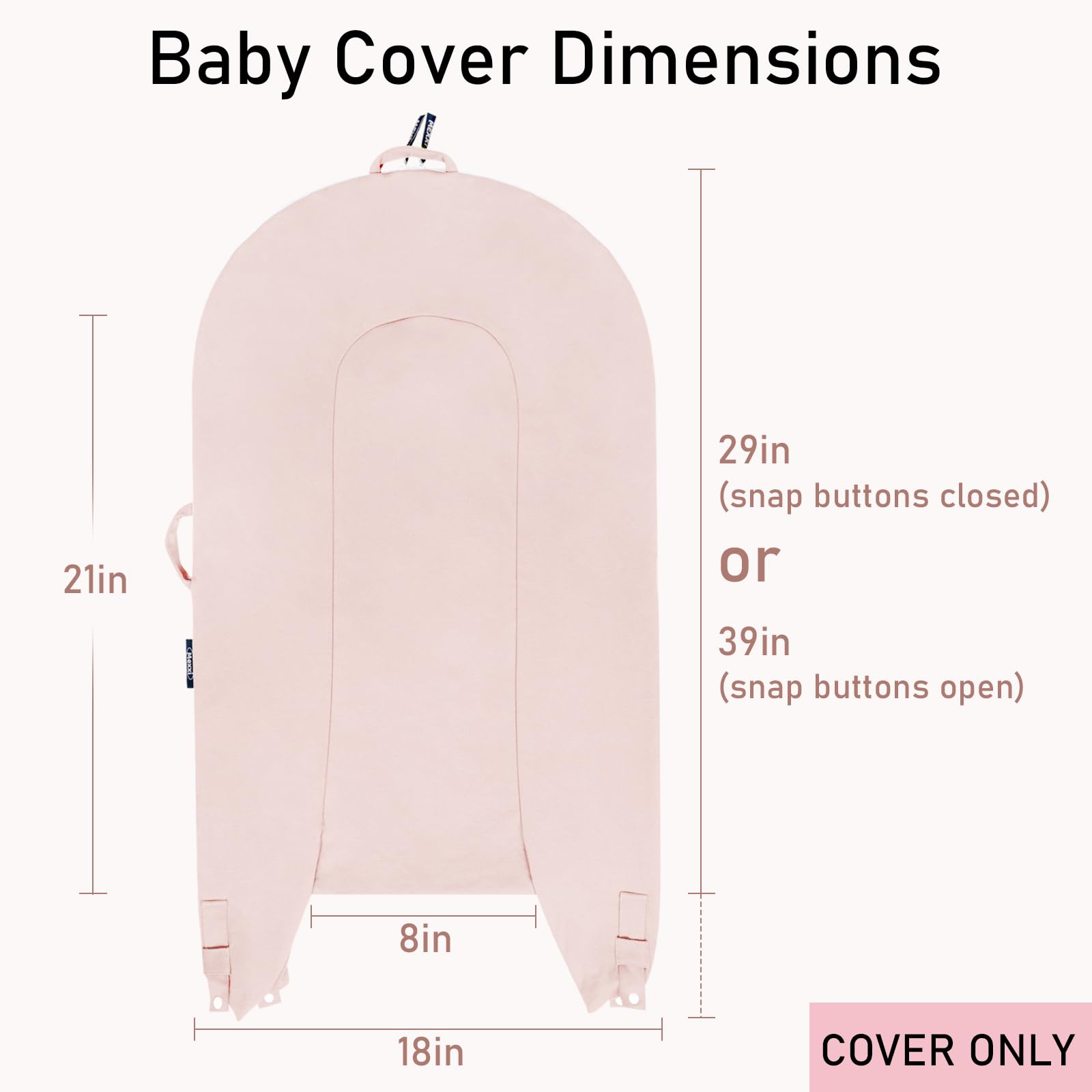 MEXXI organic replacement cover baby pink zipper detail highlights durable closures