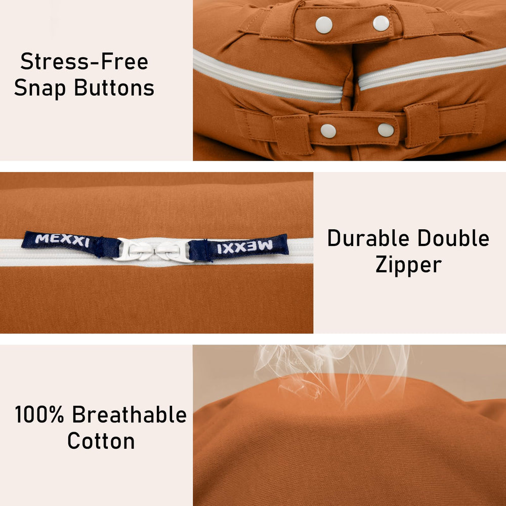 MEXXI organic replacement cover brown stitching close-up highlights quality