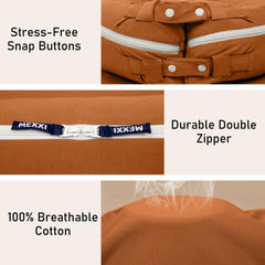 MEXXI organic replacement cover brown stitching close-up highlights quality