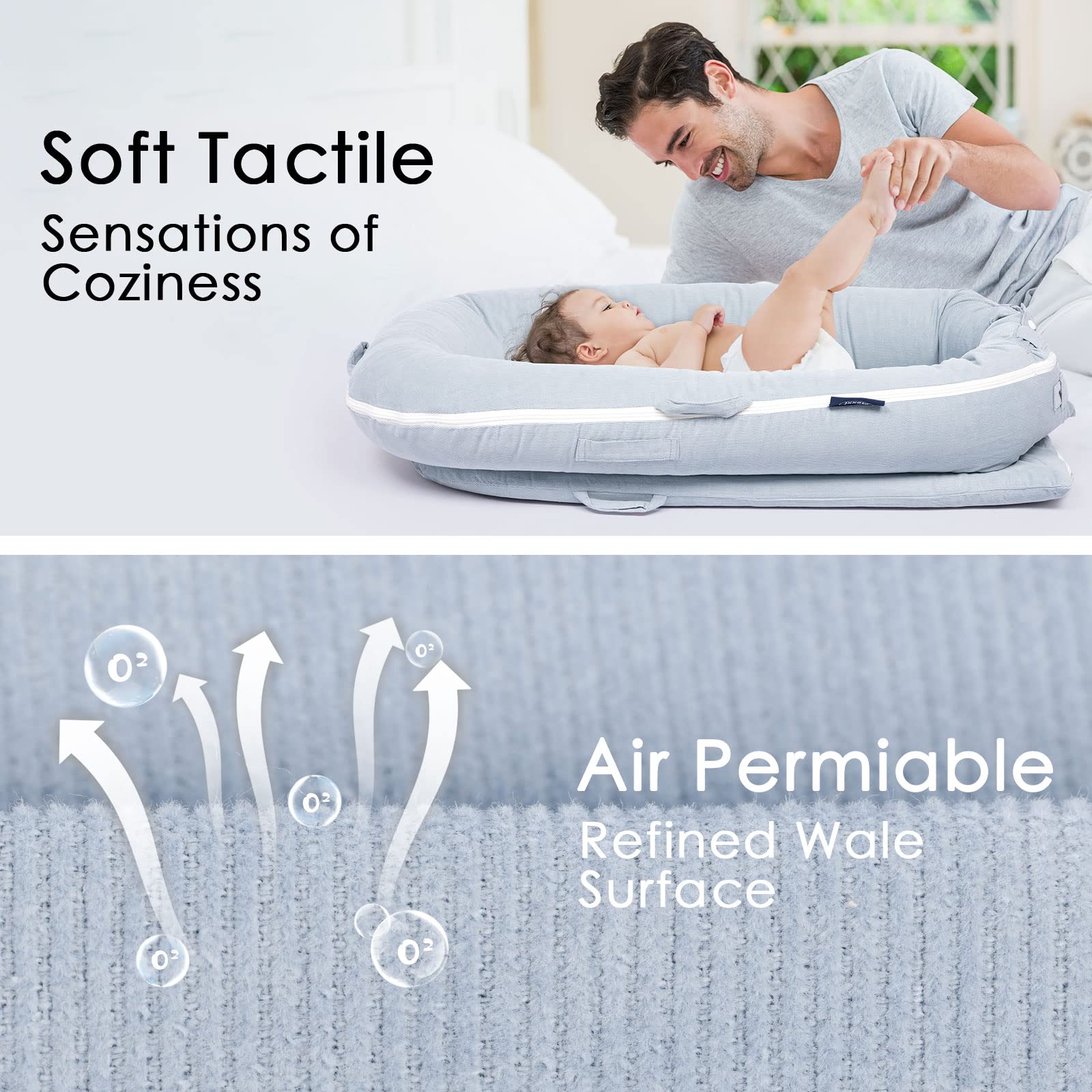 Two portable handles on Mexxi cover support travel and transfer.