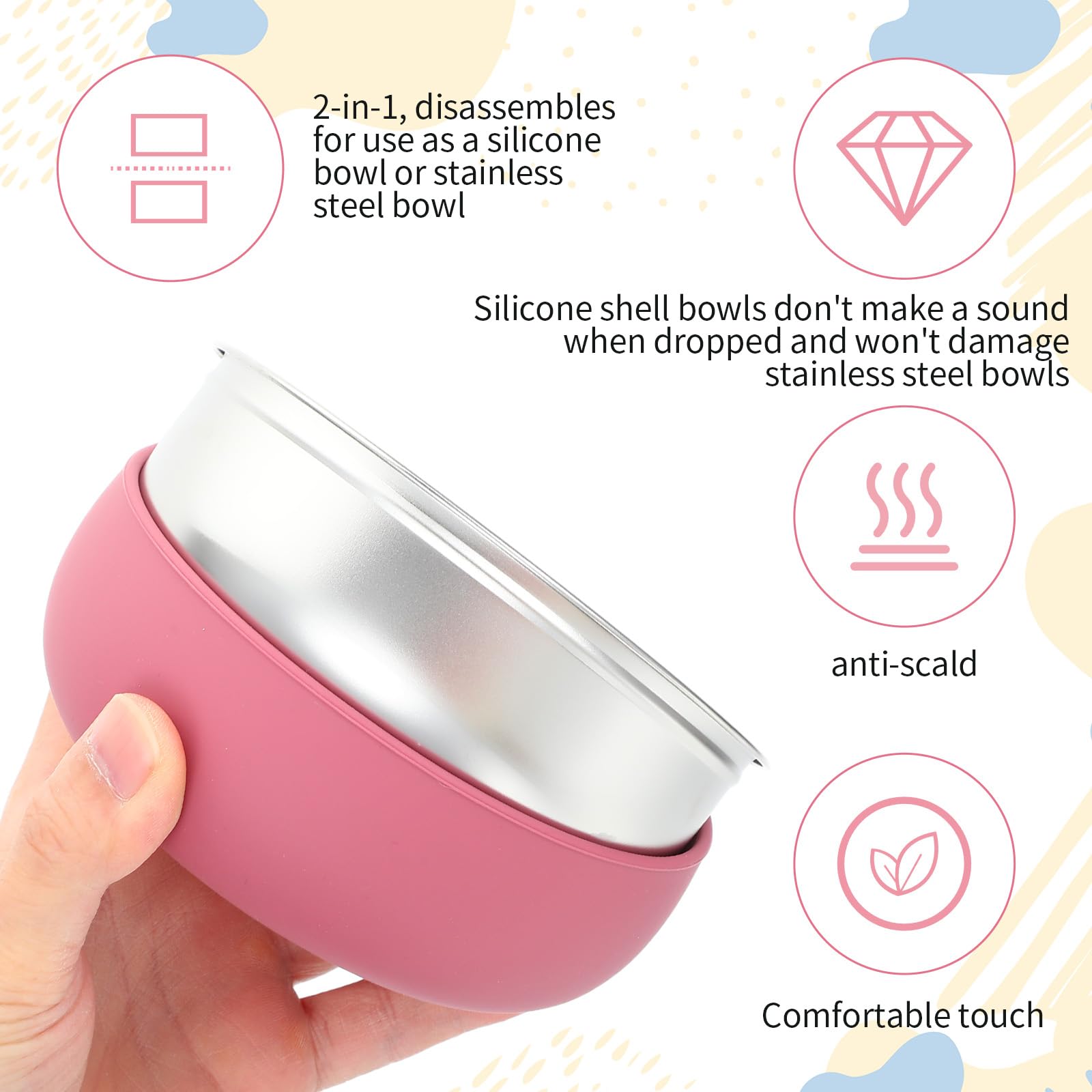 Meyeyaia stainless steel inner bowl inside a protective sleeve for durability