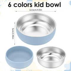 Meyeyaia kids bowls showing heat insulation silicone shell during use