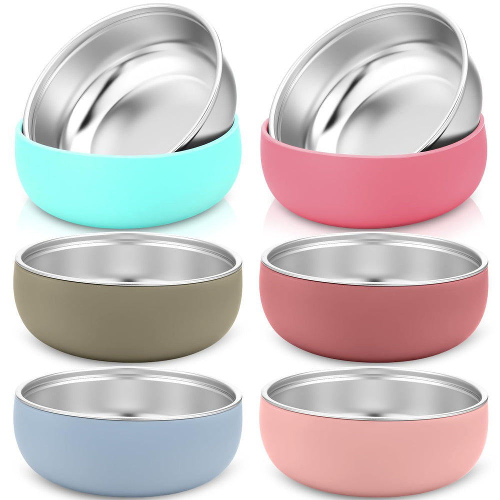 Meyeyaia kids bowls with removable silicone sleeve shown in a bright color for safer meals