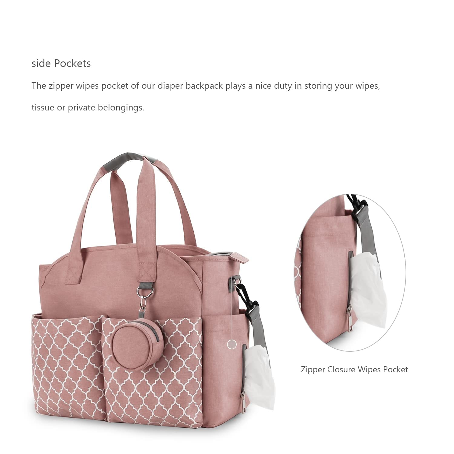 MEYTEILAY diaper bag tote pink interior diaper pad ready for outdoor changes