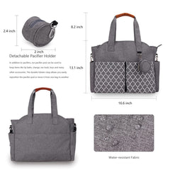 MEYTEILAY diaper bag tote gray insulated-pocket keeps bottles at proper temperature.