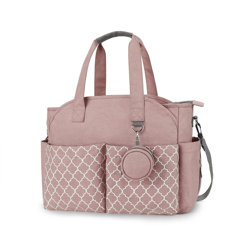 MEYTEILAY diaper bag tote pink front view highlights large capacity for baby essentials