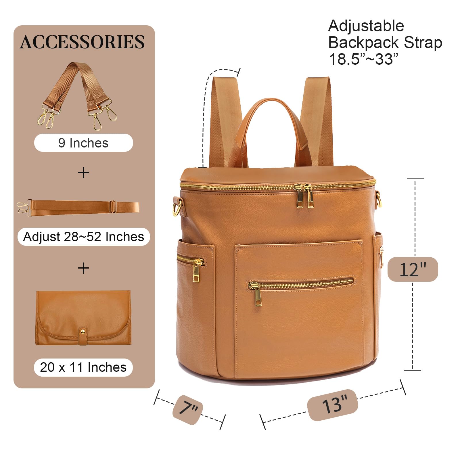 MF Store leather diaper bag backpack laptop sleeve fits tablet or small laptop