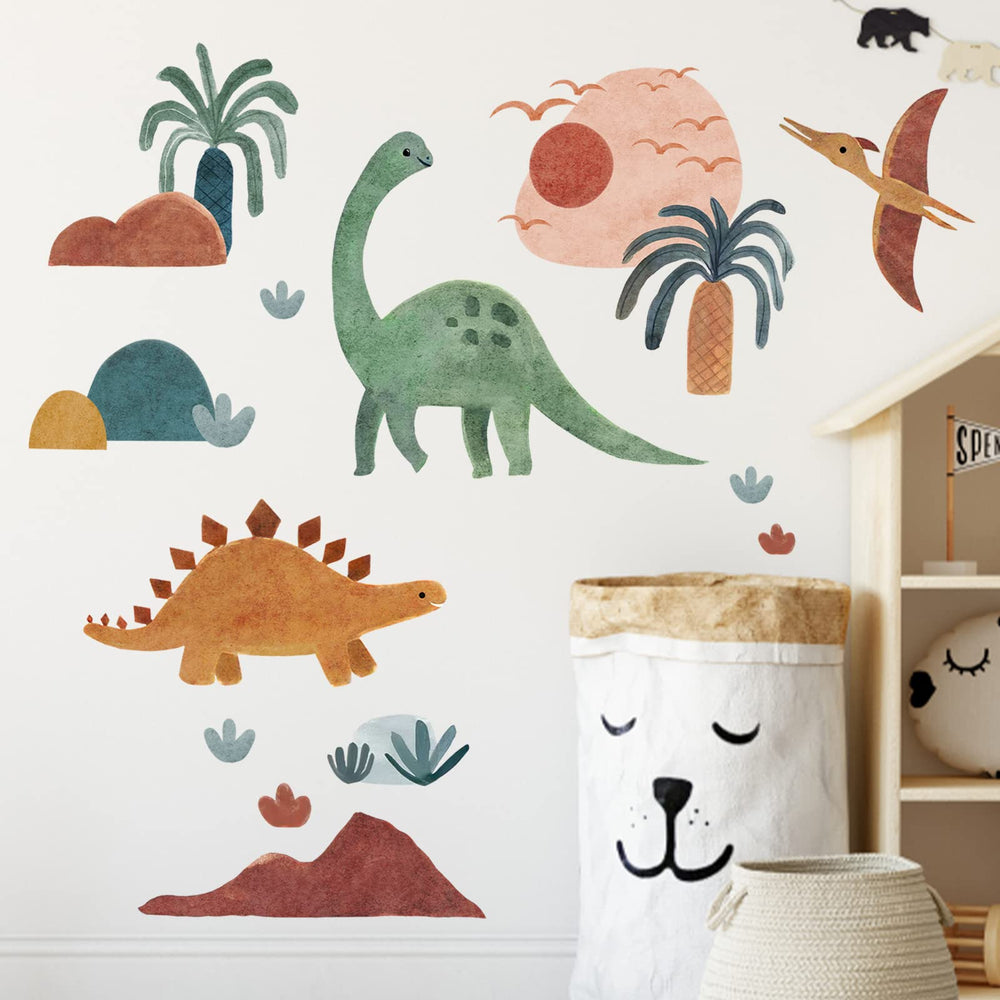 Mfault Boho Dinosaur Wall Decal closeup reveals crisp graphics and durable vinyl finish