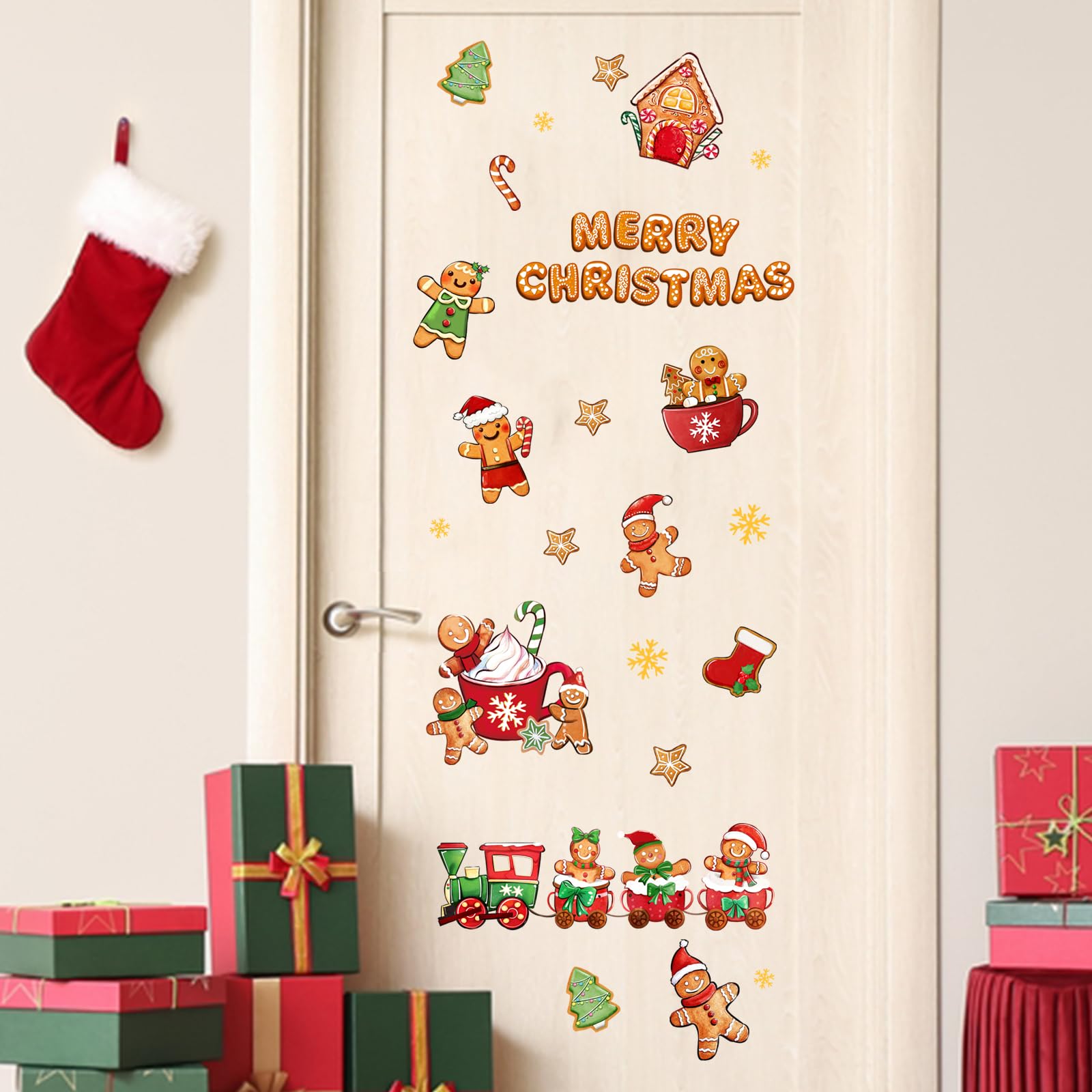 Mfault candy cane pattern wall decal enhances nurseries or kitchens with cheerful charm.