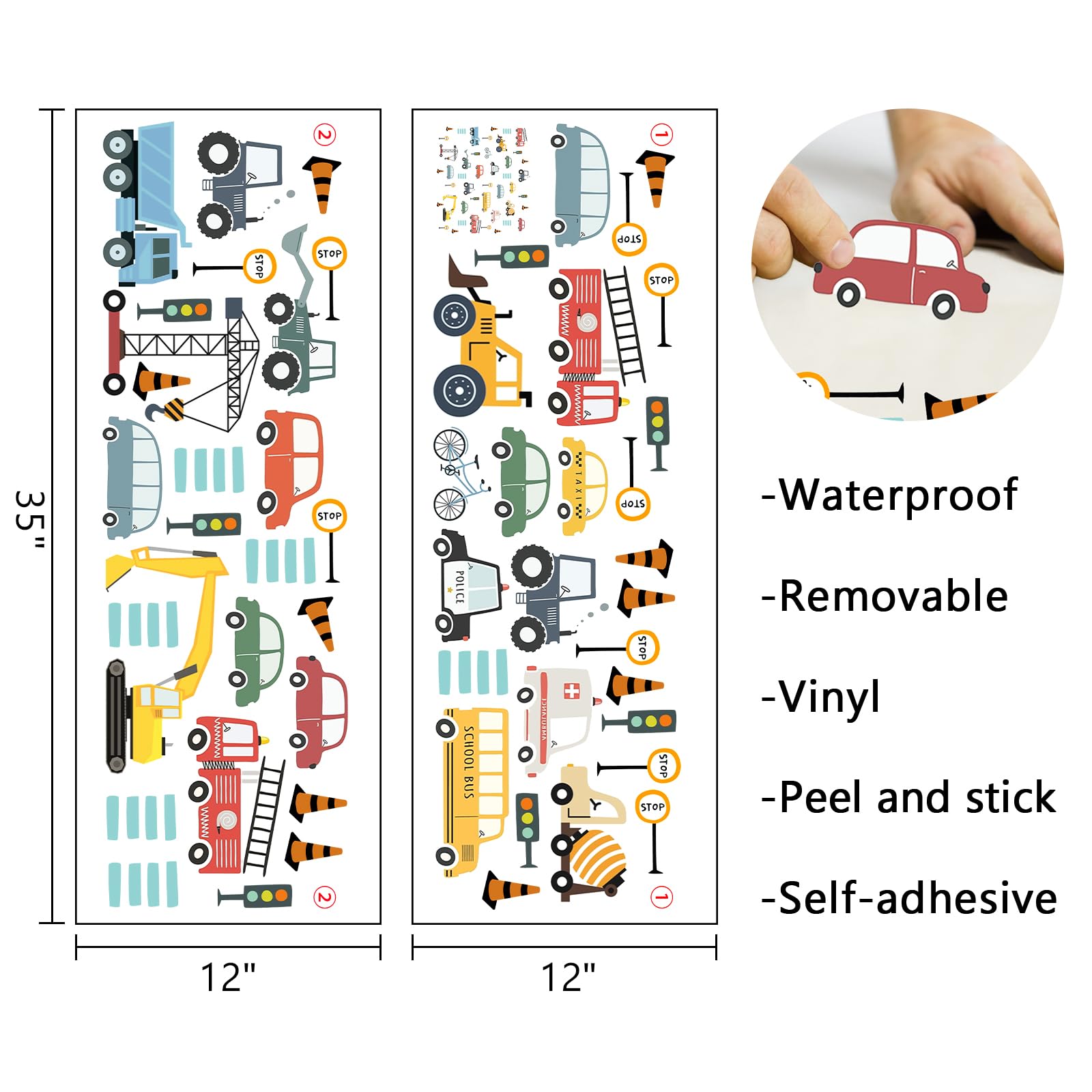 Mfault cartoon vehicle wall decals ambulance—colorful bedroom decor for kid-friendly scenes