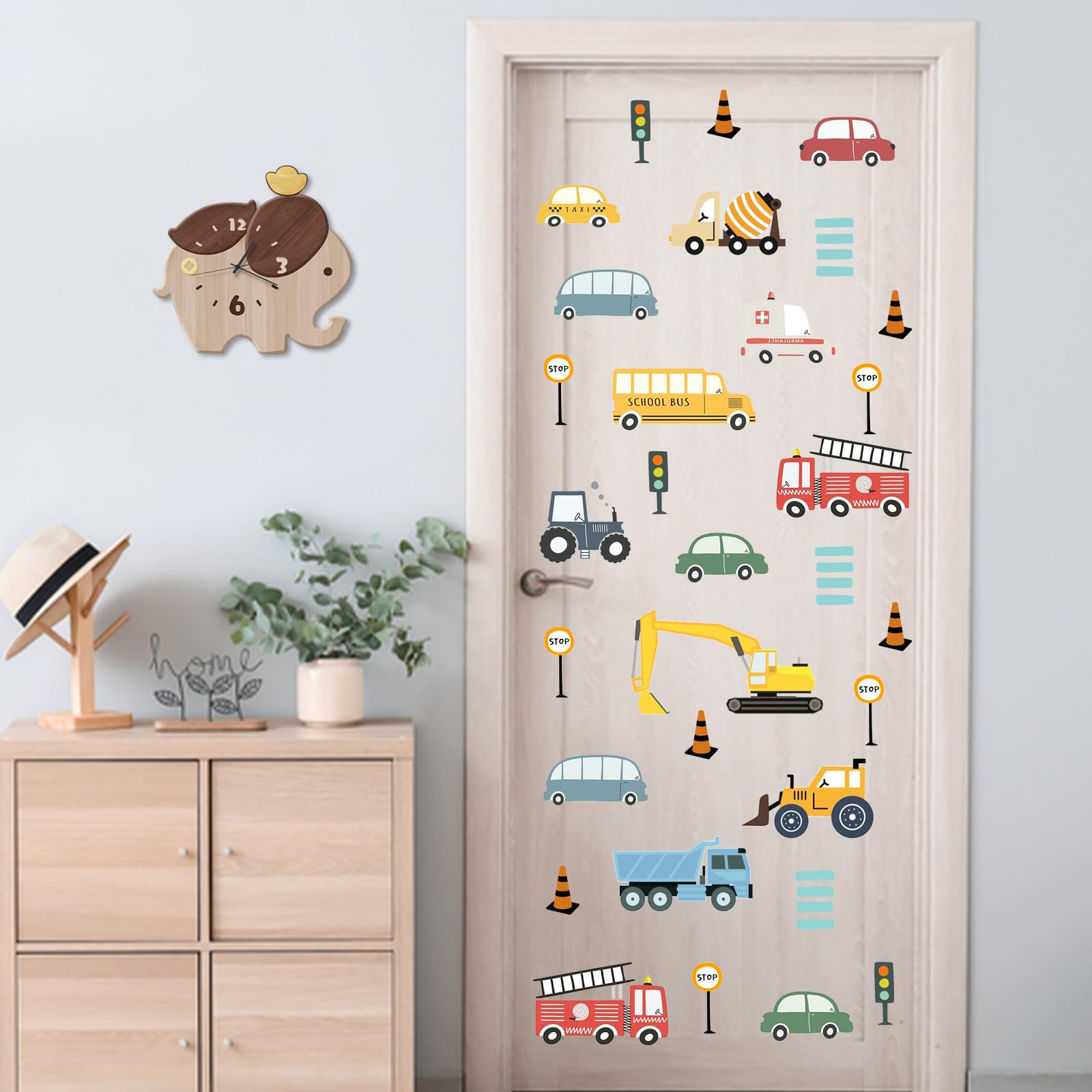 Mfault cartoon vehicle wall decals excavator—eye-catching accent for nursery walls