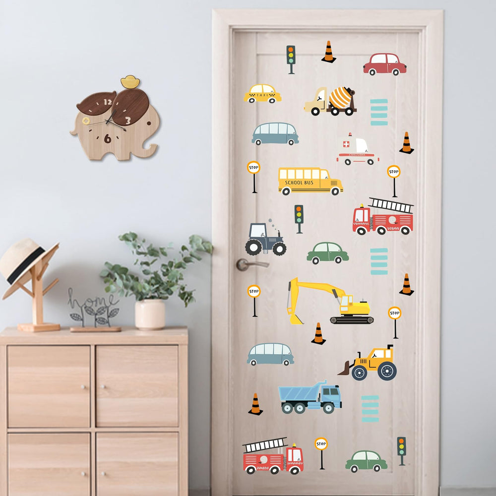 Mfault cartoon vehicle wall decals excavator—eye-catching accent for nursery walls