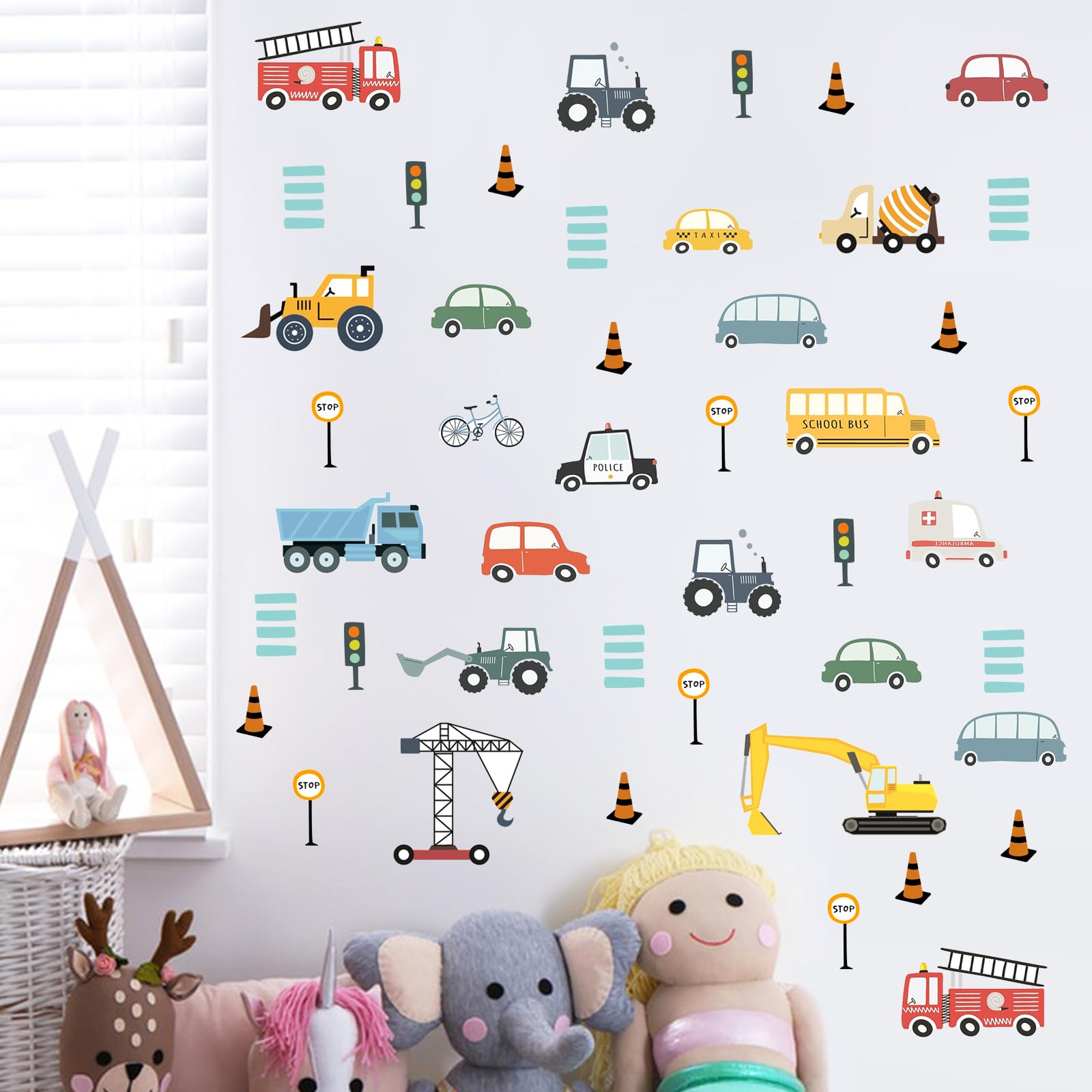 Mfault cartoon vehicle wall decals school bus—vivid wall art boosts learning vibes