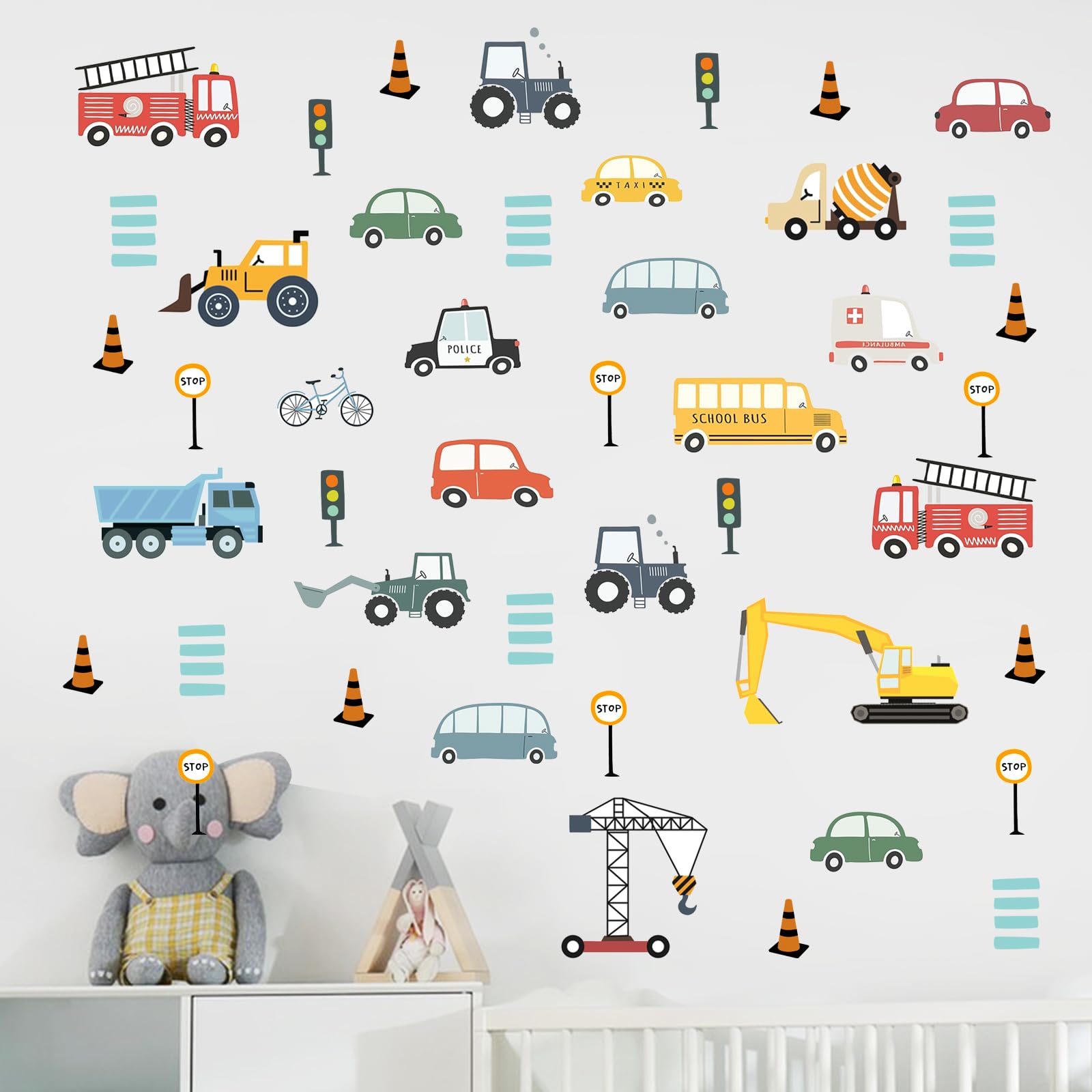 Mfault cartoon vehicle wall decals tractor—fun, easy-to-apply decor for kids rooms