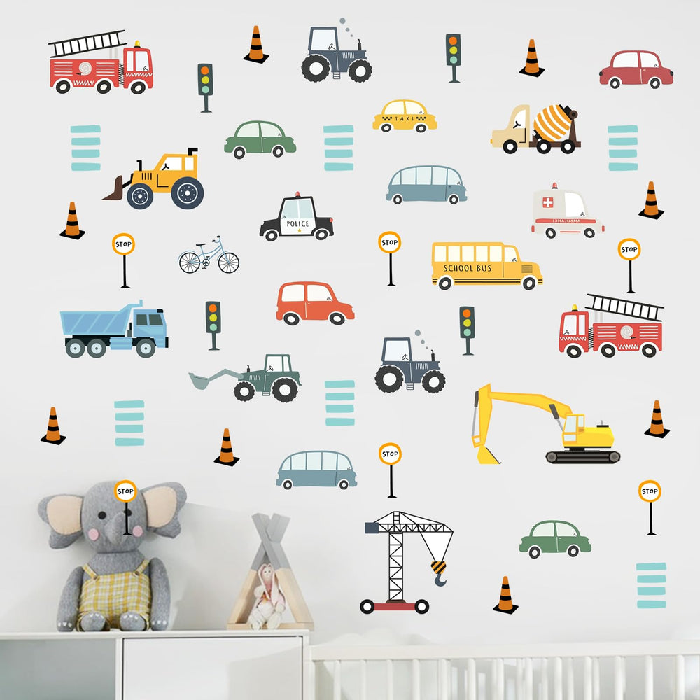 Mfault cartoon vehicle wall decals tractor—fun, easy-to-apply decor for kids rooms