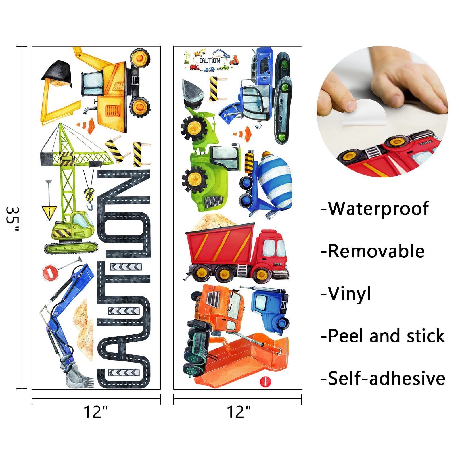 Mfault construction tractor wall decal brings bold accents to kids' bedrooms and play areas.