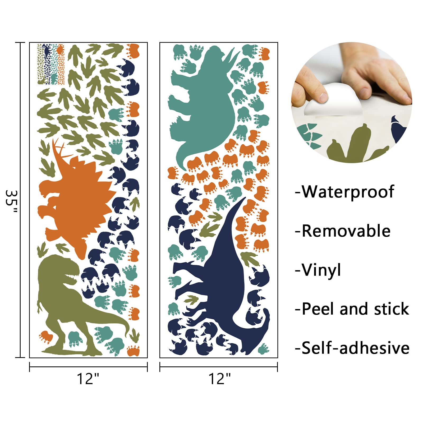 Mfault dinosaur footprints wall decal adds colorful tracks to toddler playrooms for imaginative play