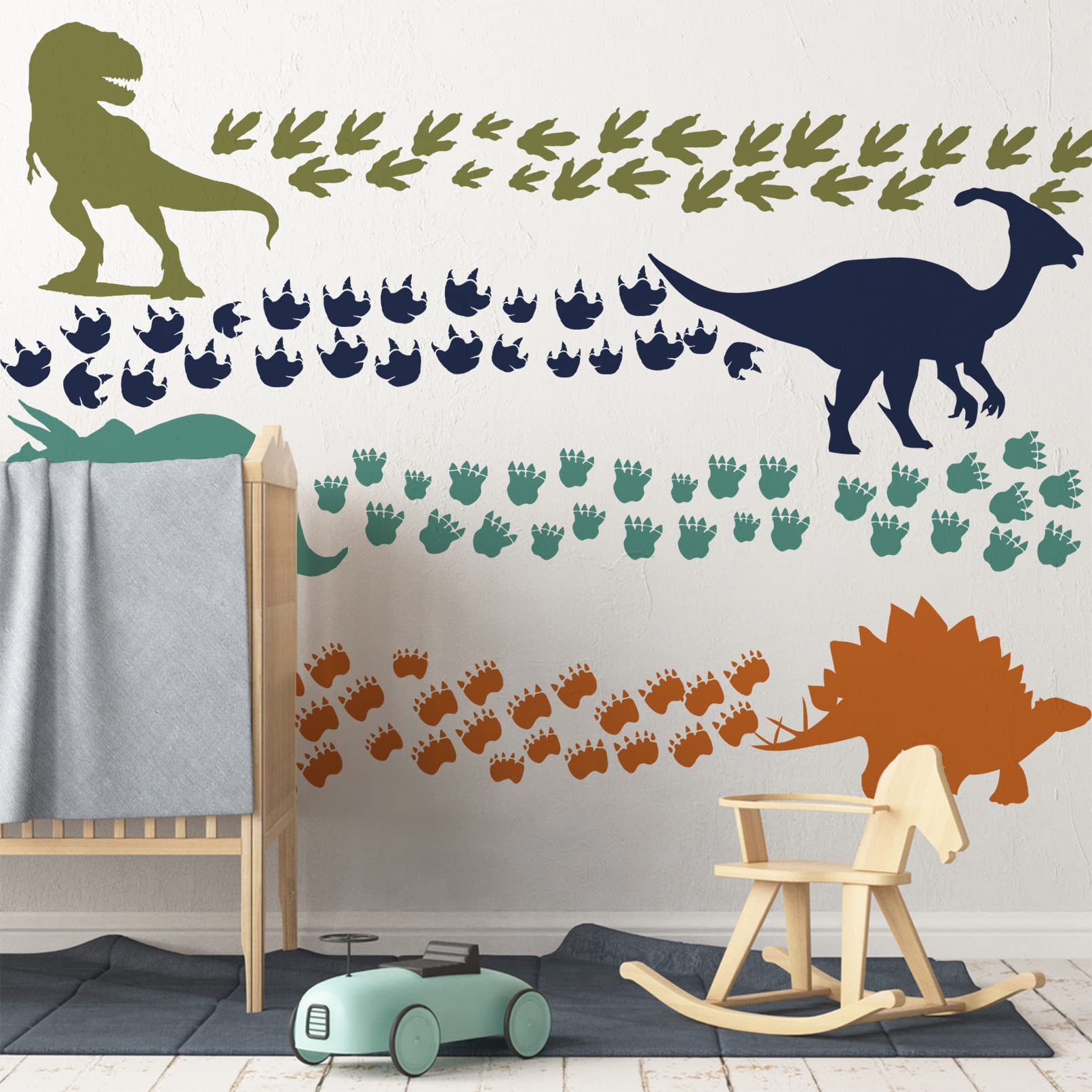 Mfault dino-footprints wall decal provides playful cues in kids rooms for creative learning moments