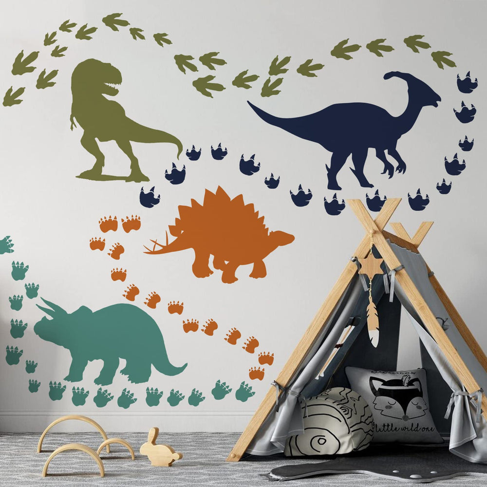Mfault dinosaur footprints wall decal features vibrant colors to enhance room decor and mood