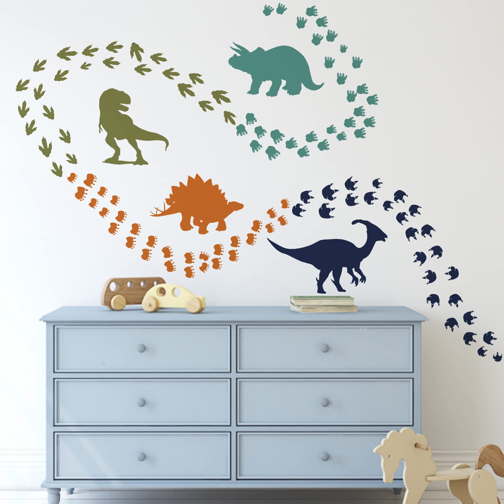 Mfault dinosaur footprints decals are easy to apply on smooth surfaces for quick room refreshes