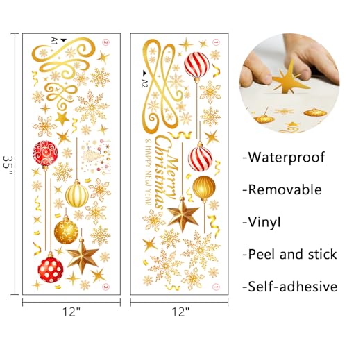 Mfault gold Xmas ornament balls decals brighten the living room with holiday charm
