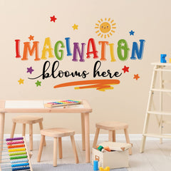 Mfault Imagination Blooms Here easy peel self-adhesive decals for quick, damage-free decorating