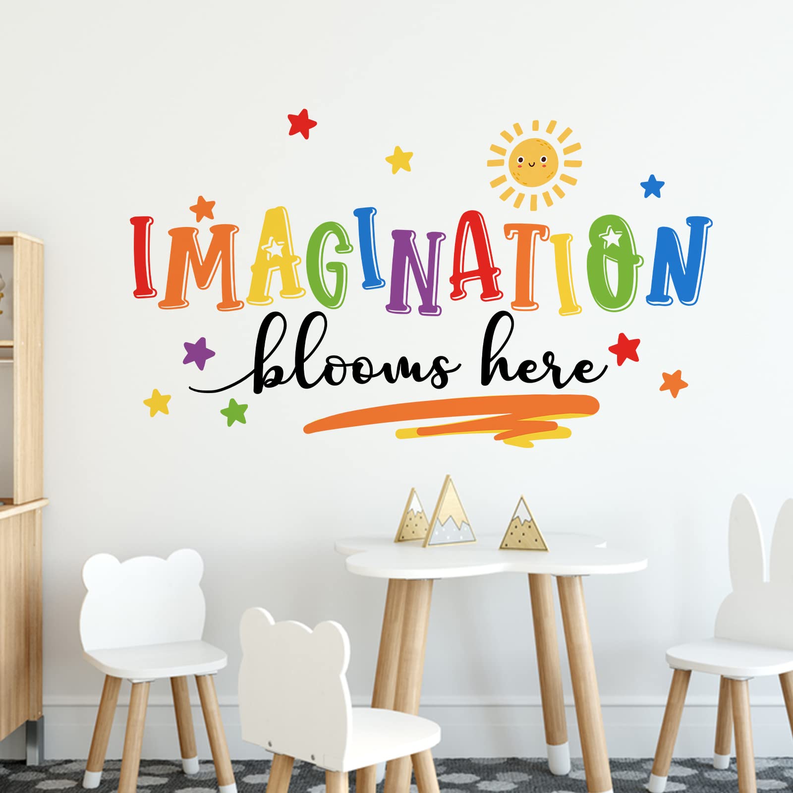 Mfault Imagination Blooms Here neutral nursery decor decals suit baby rooms with calming ambience