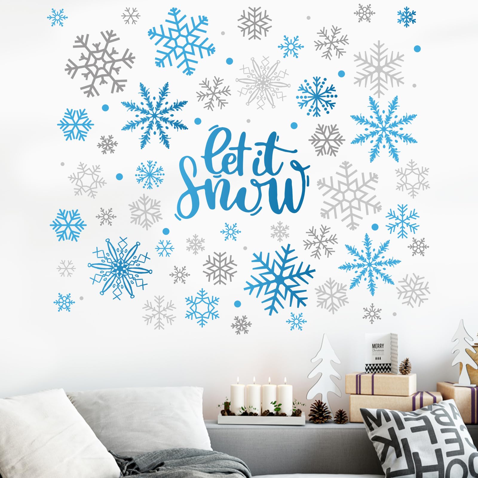 Mfault let it snow polka dots wall decal living room decoration.