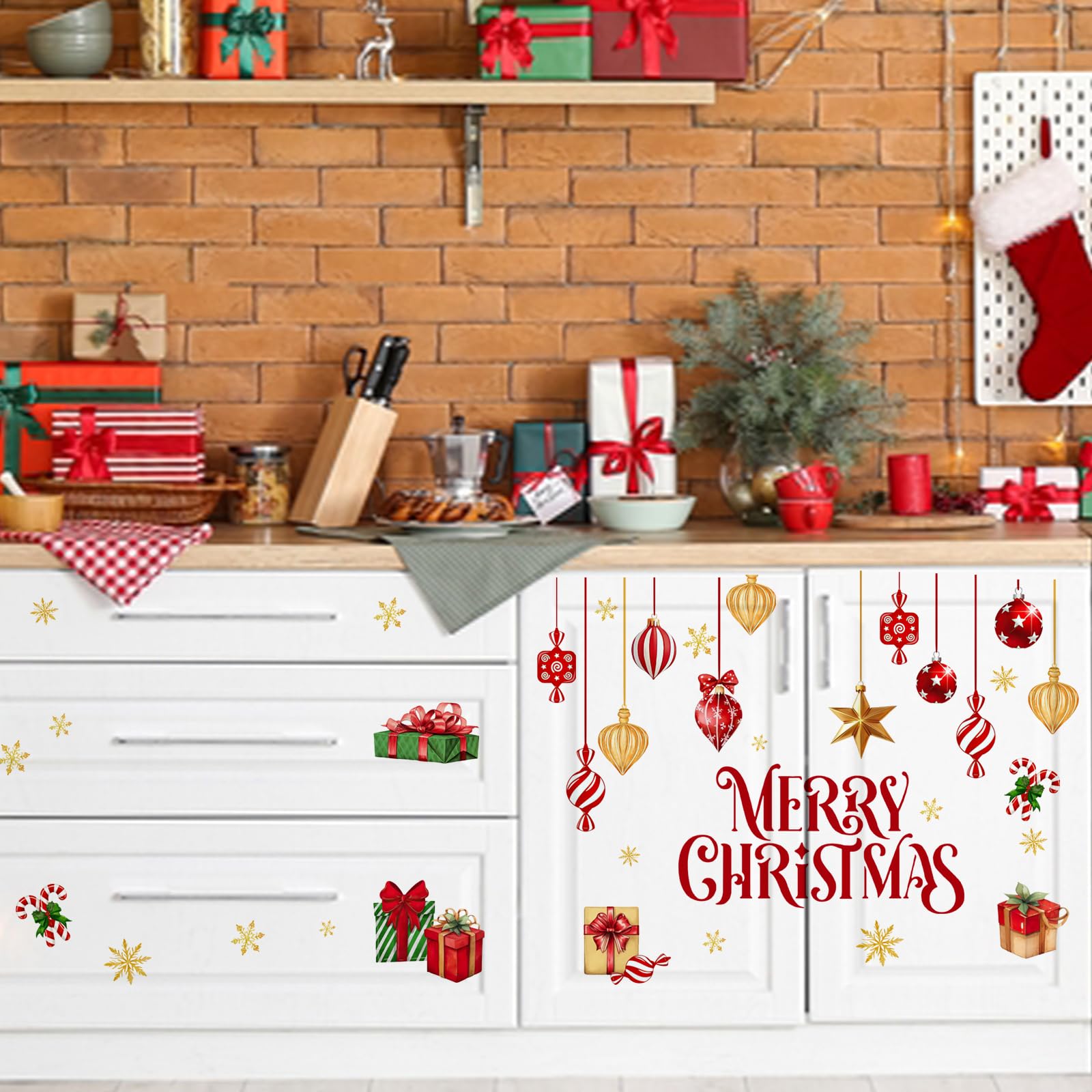 Mfault Merry Christmas Balls Wall Decals two-sheet package for easy setup