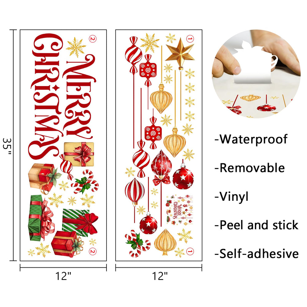 Mfault Merry Christmas Balls Wall Decals peppermint candy cane accents for Xmas vibe