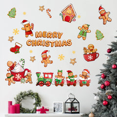 Mfault Merry Christmas gingerbread wall decal set with candy canes for cozy bedroom decor.
