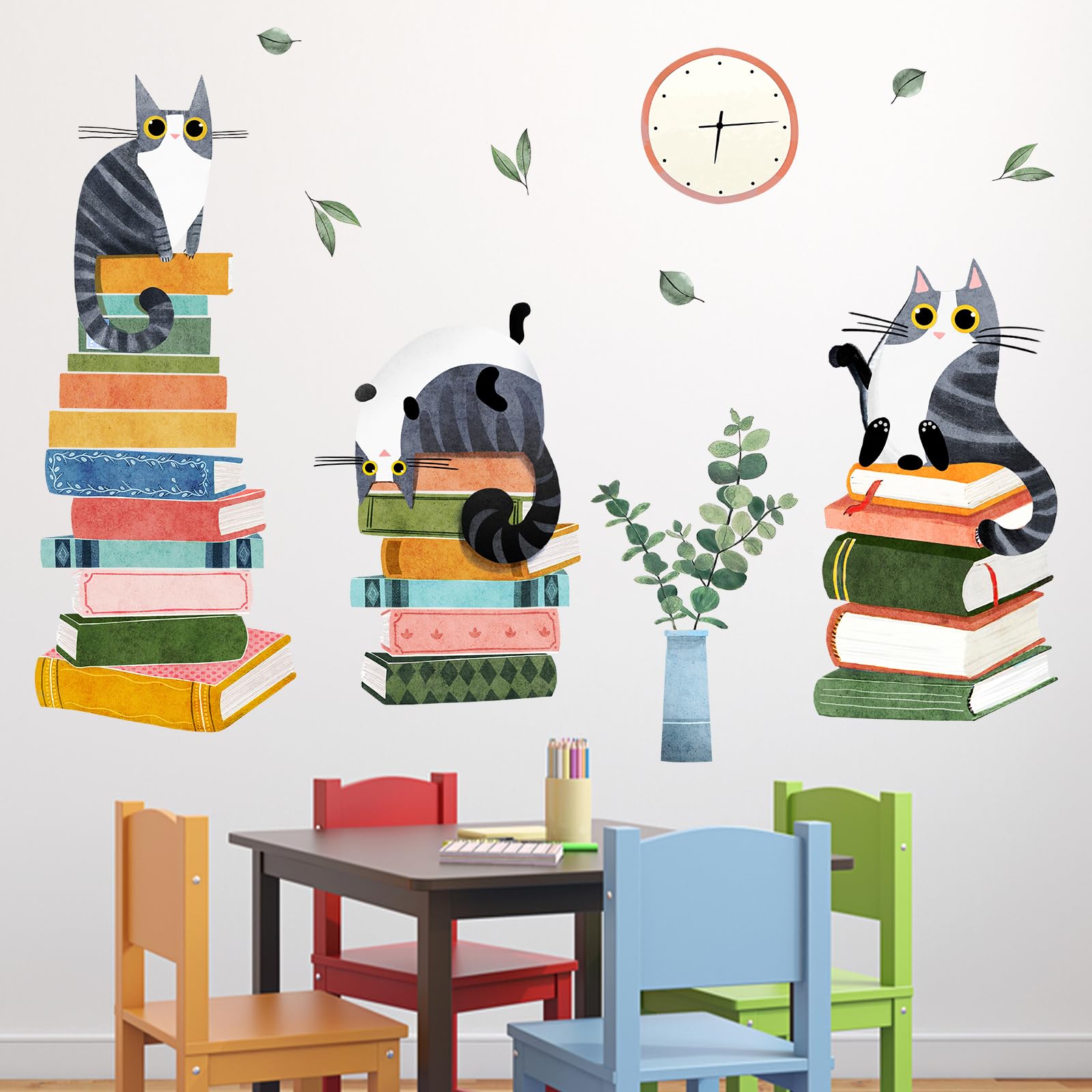 Mfault neutral nursery decor with cats and leaves promotes calm environments.