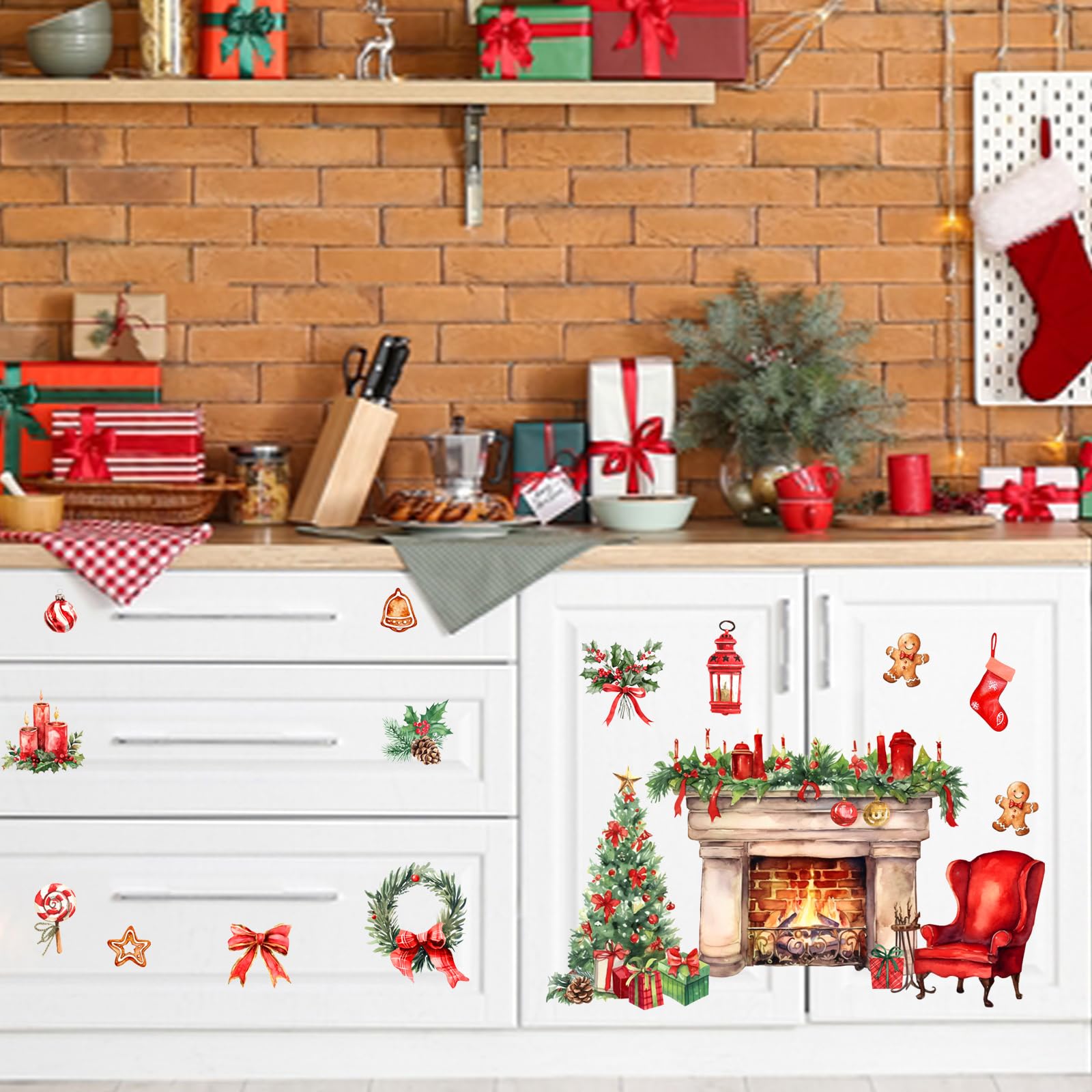 Mfault Pine cone holly berries decor enhances mantels and seasonal accents.