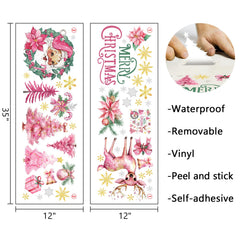 Mfault pink Xmas tree Santa decals brighten bedrooms with playful seasonal charm.
