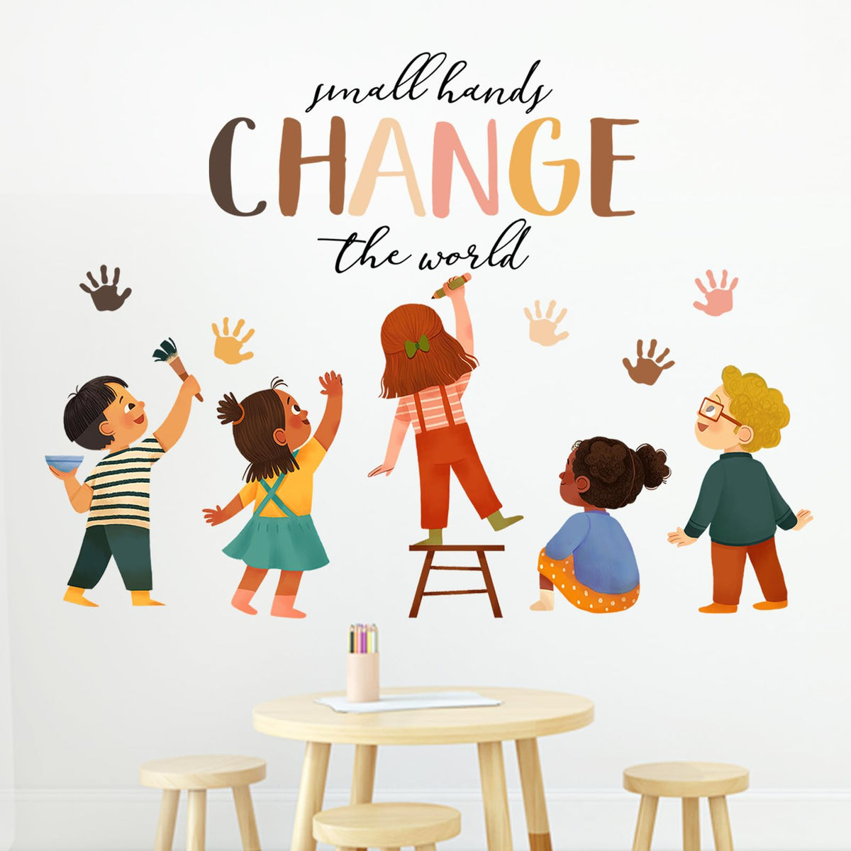 Mfault small hands wall decal quote for inspiring, easy-to-install classroom or nursery.
