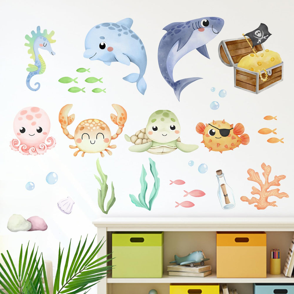 Mfault Under The Sea coral-reef-pattern decal injects color and depth into nurseries.